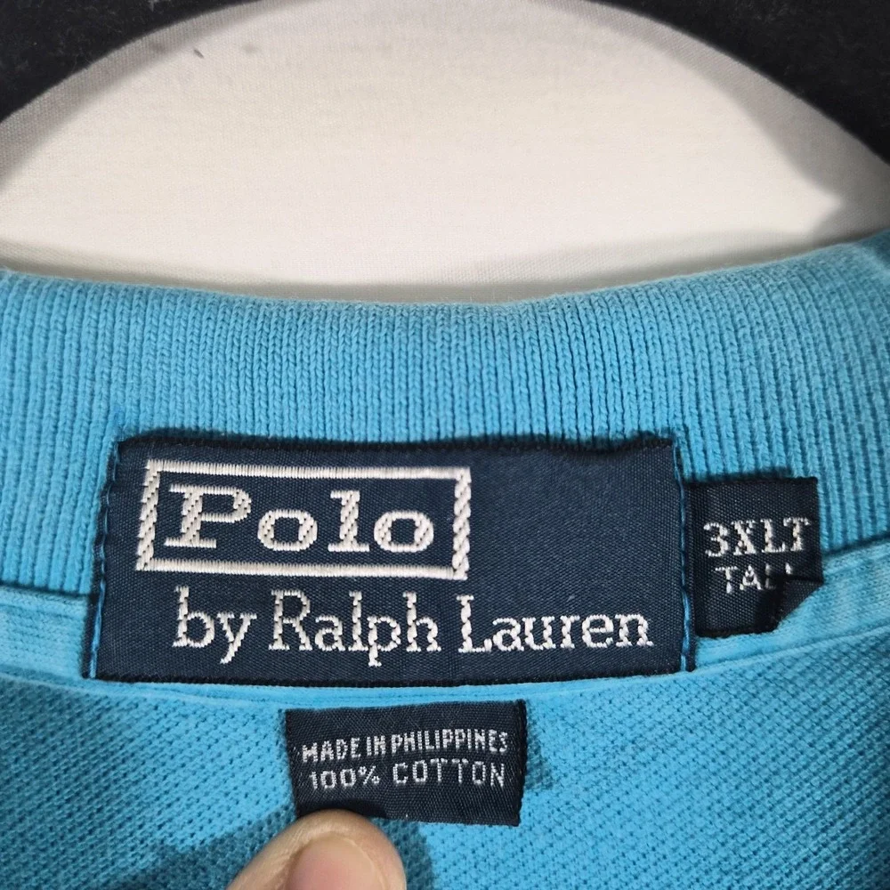 Vtg Polo Ralph Lauren Men's 3XLT Turquoise Blue Pink Pony Cotton
